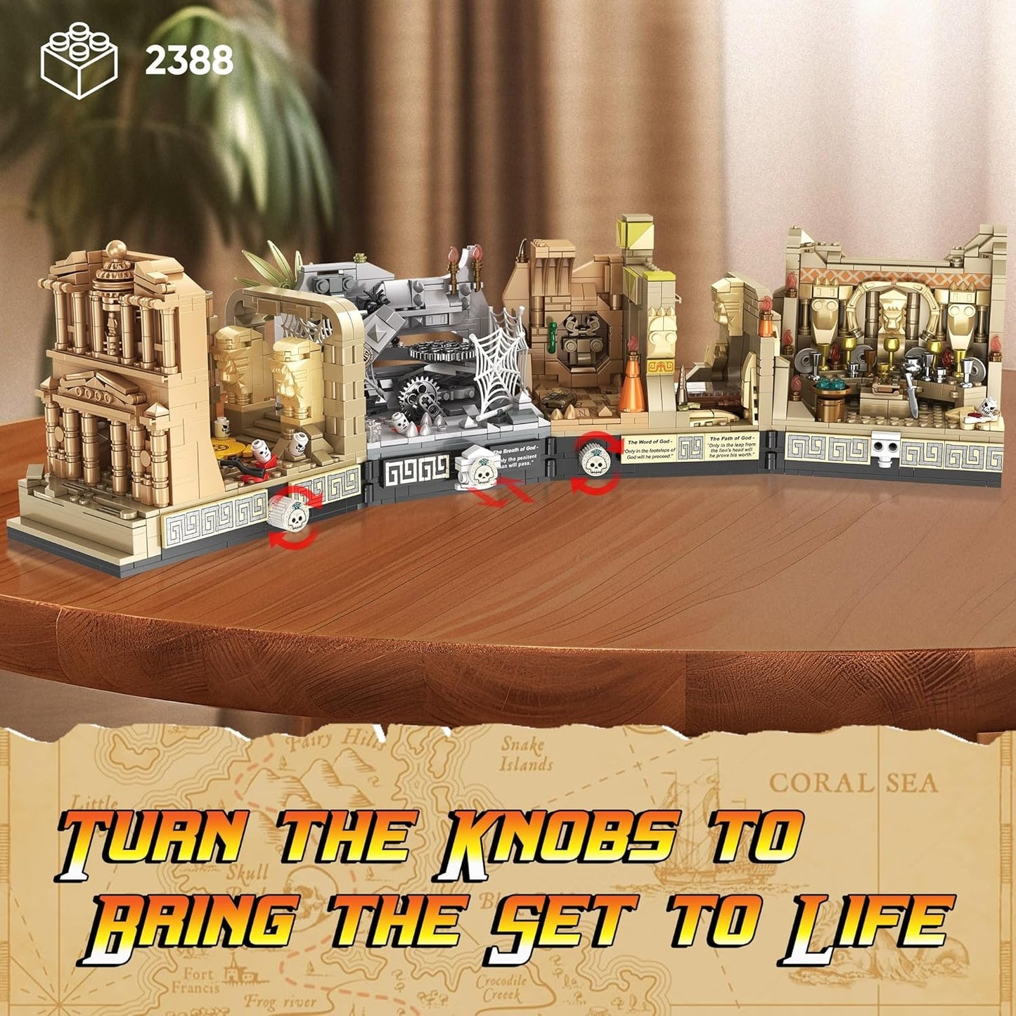 Temple Building Set for Adults, Temple of Golden Idol 5-in-1 Construction Building Toys, Classic Movie Scene Building Blocks for Adults & Teens, Collectible Present for Movie Fans (2388PCS)
