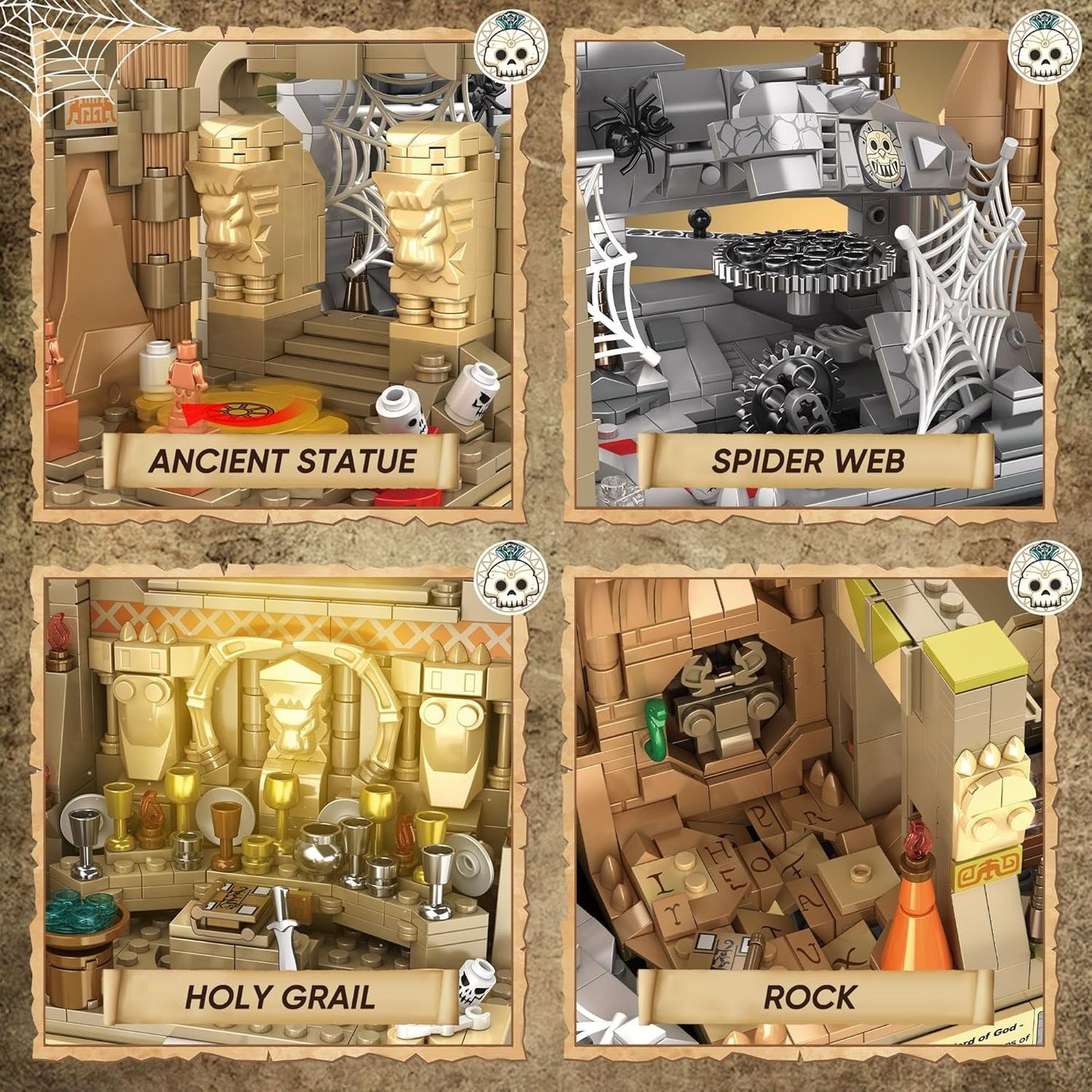 Temple Building Set for Adults, Temple of Golden Idol 5-in-1 Construction Building Toys, Classic Movie Scene Building Blocks for Adults & Teens, Collectible Present for Movie Fans (2388PCS)