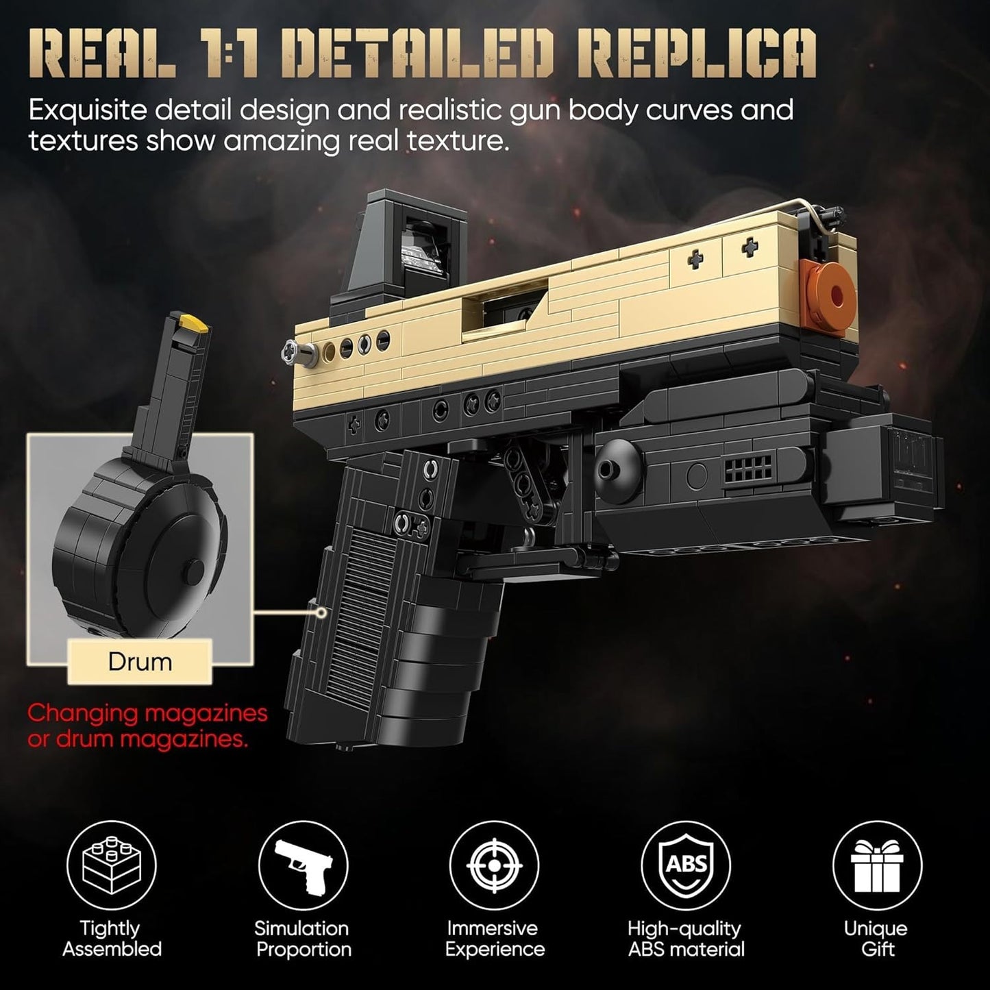 Model Gun Building Blocks Set, Building Bricks Toy Guns, Guns Buildings Toys for Boys Kids Adults Sniper Set Shootable, Toy Pistol Model Kit for Military Fan