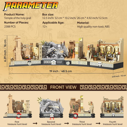 Temple Building Set for Adults, Temple of Golden Idol 5-in-1 Construction Building Toys, Classic Movie Scene Building Blocks for Adults & Teens, Collectible Present for Movie Fans (2388PCS)